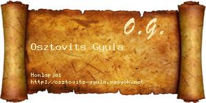 Osztovits Gyula névjegykártya